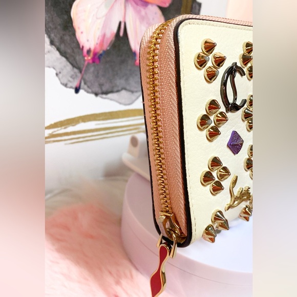 Christian Louboutin White and Gold Studded Wallet - Picture 3 of 16